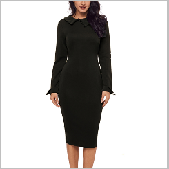 Le signore girano giù il vestito dall'ufficio del bodycon del collare