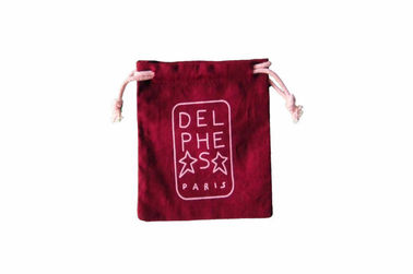 Pure Cotton Drawstring Pouch Custom Printing , Recyclable Bags
