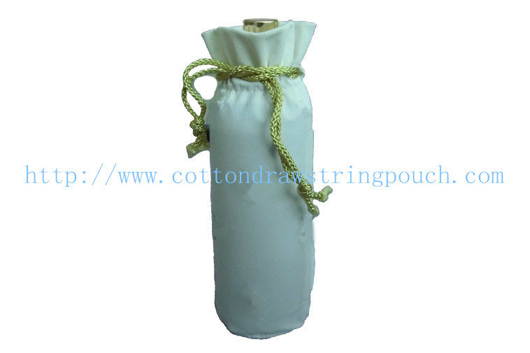 Perfume White Pu Leather Drawstring Pouch Waterproof With Cord